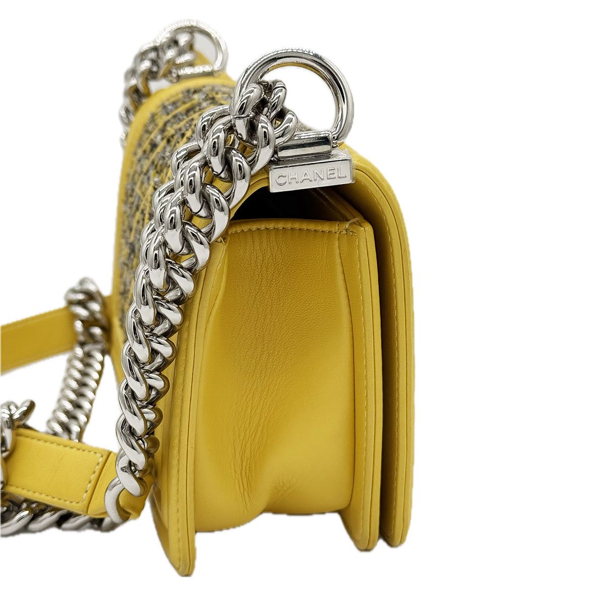 Chanel | Boy Bag | Yellow Tweed with Silver Hardware