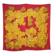 Chanel | Silk Scarf | Gilt Grapevine & Tassel Print | Red & Gold (90cm)