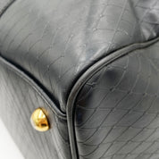 Gianni Versace Travel Duffel 50cm | Black Embossed Leather | Gold Hardware