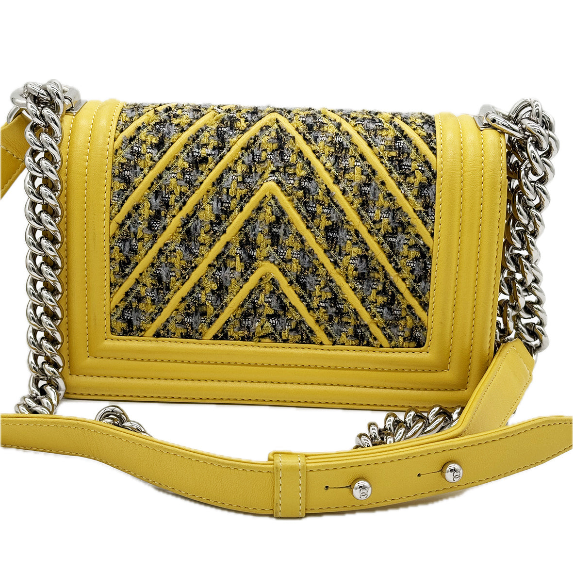 Chanel | Boy Bag | Yellow Tweed with Silver Hardware
