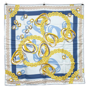 Cartier | Must de Cartier Silk Scarf | Interlocking Rings Print | Blue & Gold (85cm)
