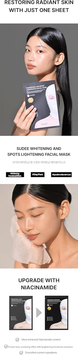 Brightening & Even Tone Facial Mask with Niacinamide - Visibly Radiant Complexion Daily Gentle Care for All Skin Types Korean Skincare 5 Sheets Per Box, 30g Each