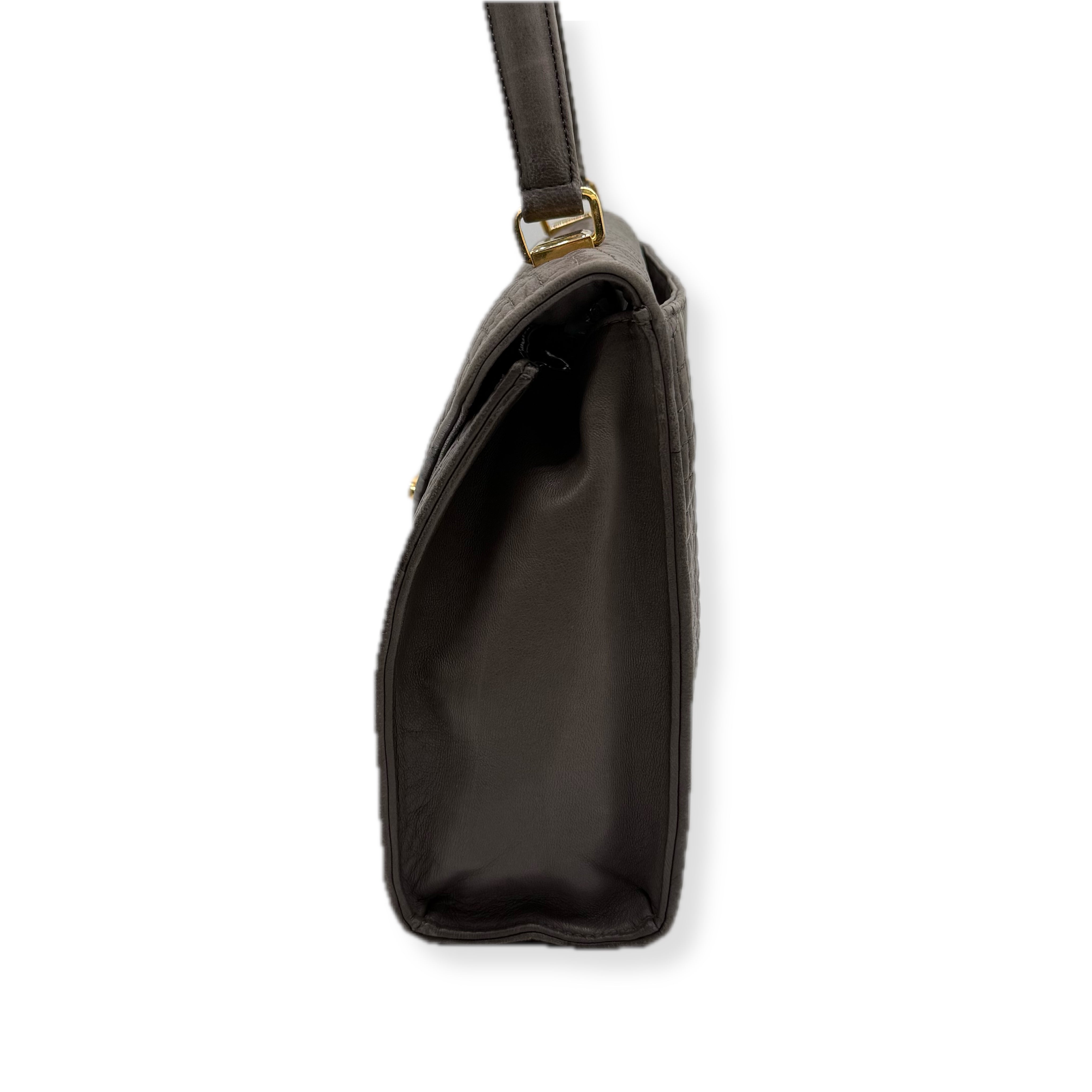 Bally | Grey Quilted Top Handle Bag | Leather | Gold Hardware
