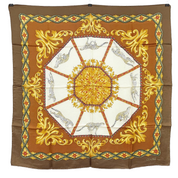 Céline | Silk Scarf | Cheetah & Baroque Medallion Print | Brown & Gold (85cm)