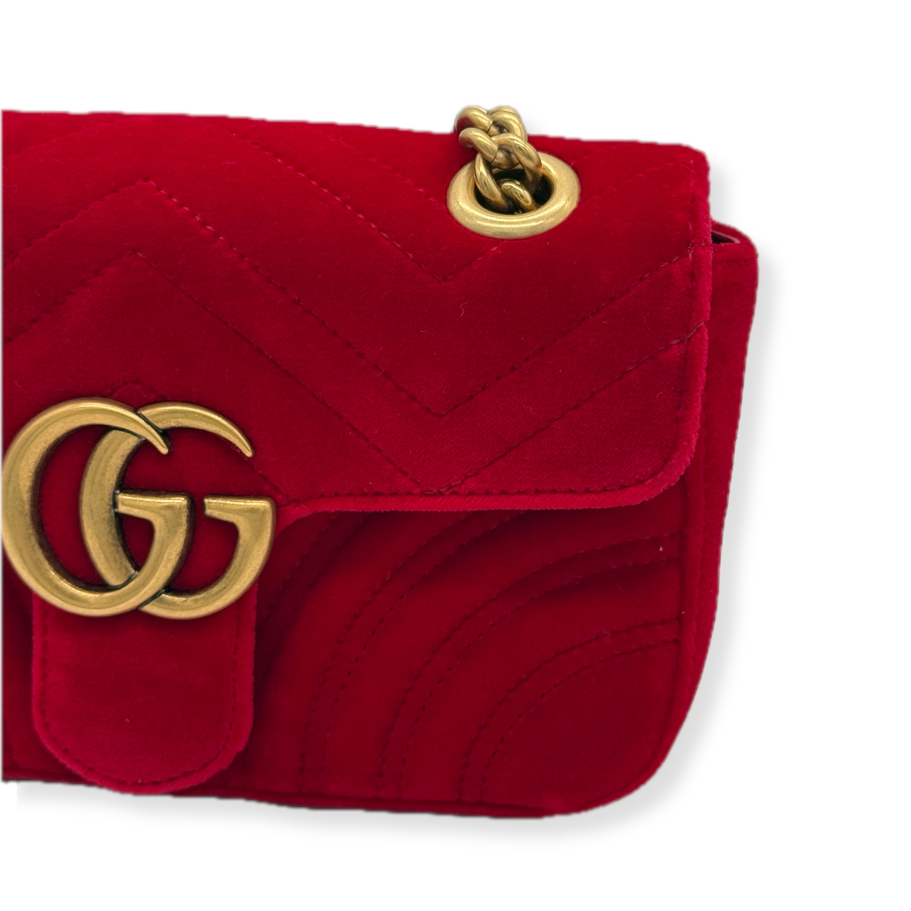 Gucci | GG Marmont Flap Bag | Velvet | Gold Hardware