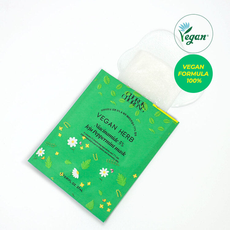 CHOROK CHORONG VEGAN HERB NIACINAMIDE 5%  JEJU PEPPERMINT MASK (10PCS)