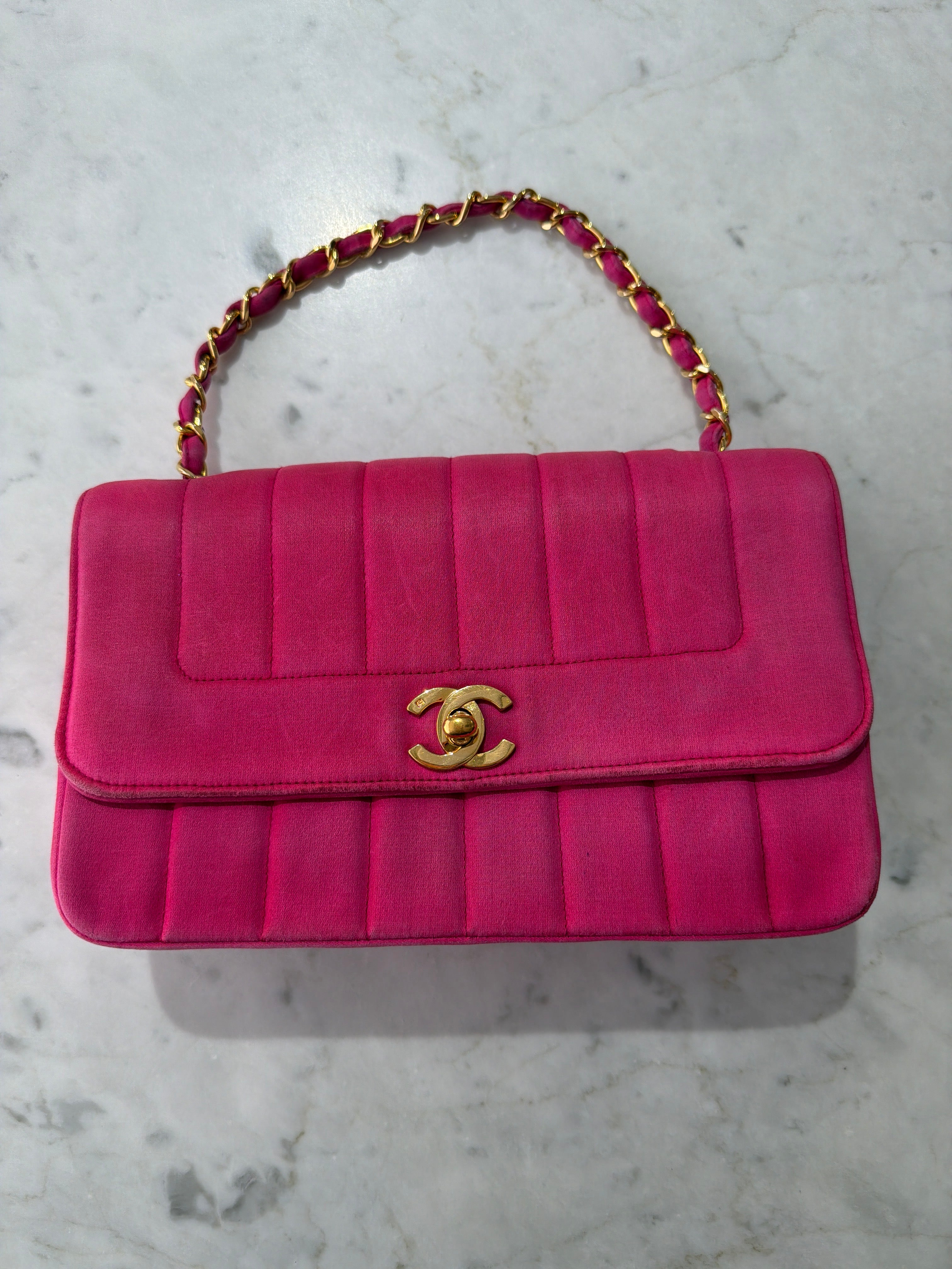 Chanel | Pink Satin Quilted Bag with Gold Hardware (Good Pristine)