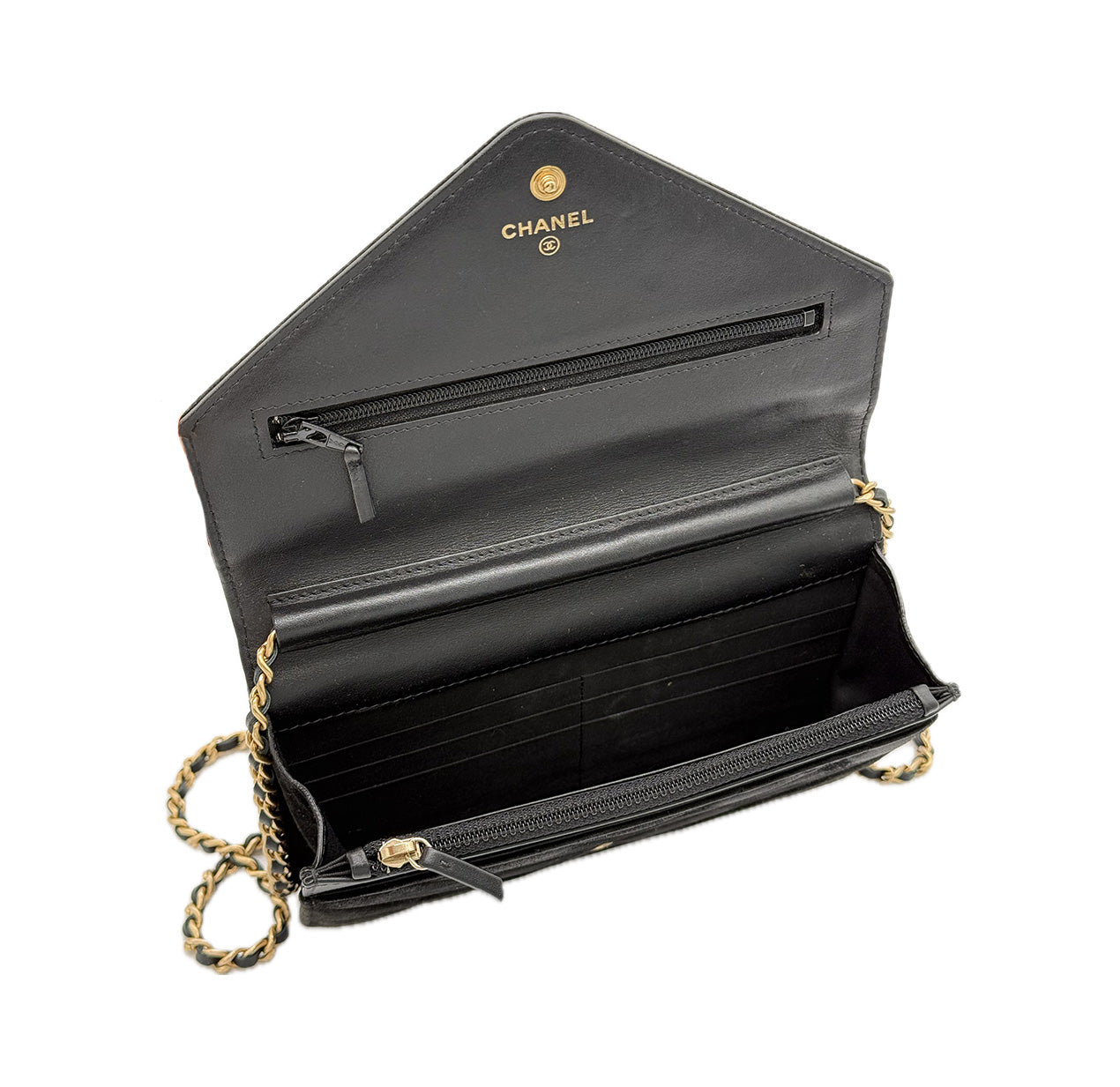 Chanel | Paris-Hamburg CC Button Wallet on Chain | Suede | Gold Hardware