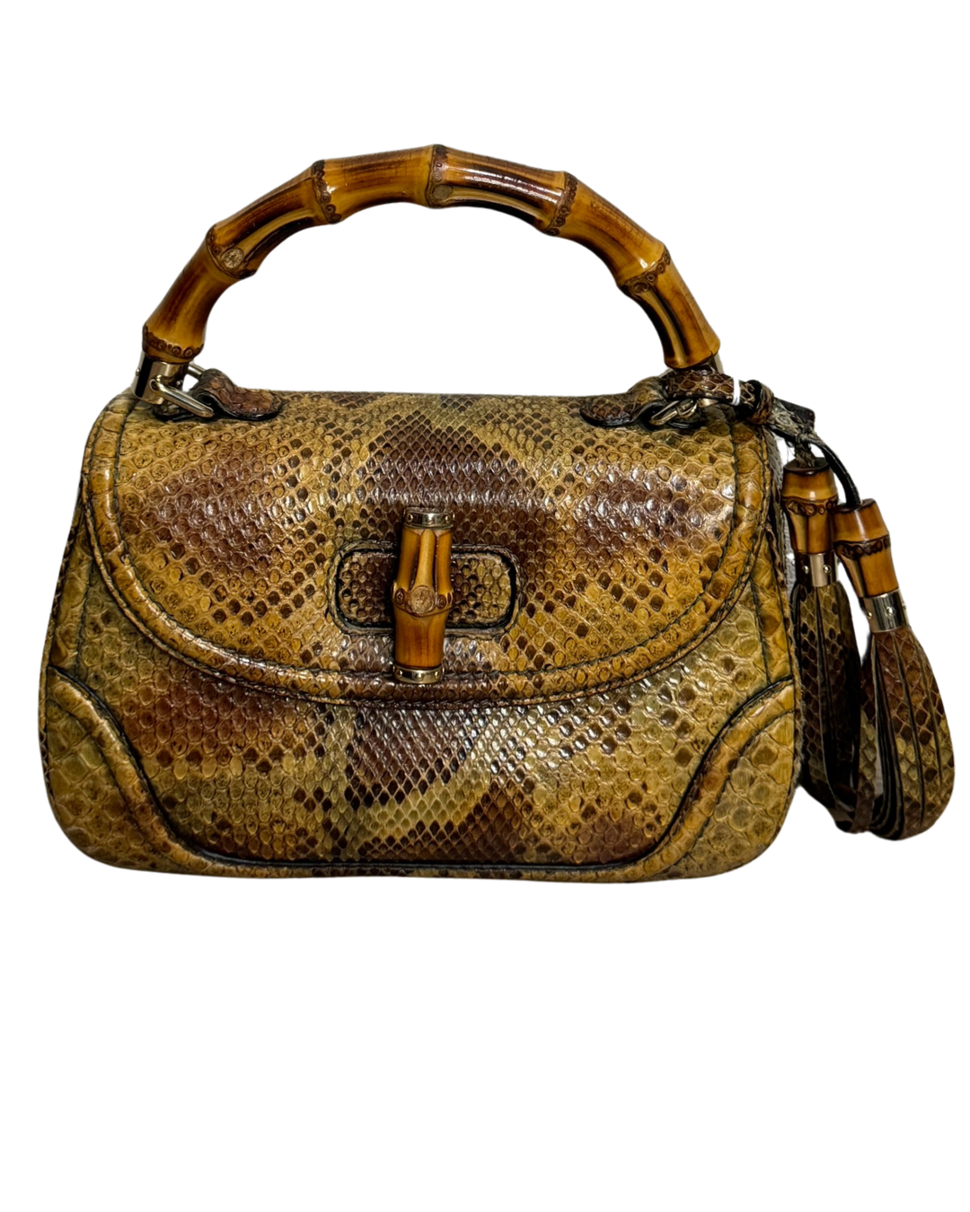 GUCCI 2 WAY BAMBOO SNAKE HANDBAG