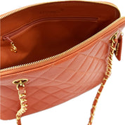 Chanel | Petite Shopping Tote | Orange Quilted Caviar Leather | Gold Hardware