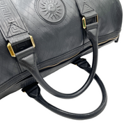 Gianni Versace Travel Duffel 50cm | Black Embossed Leather | Gold Hardware