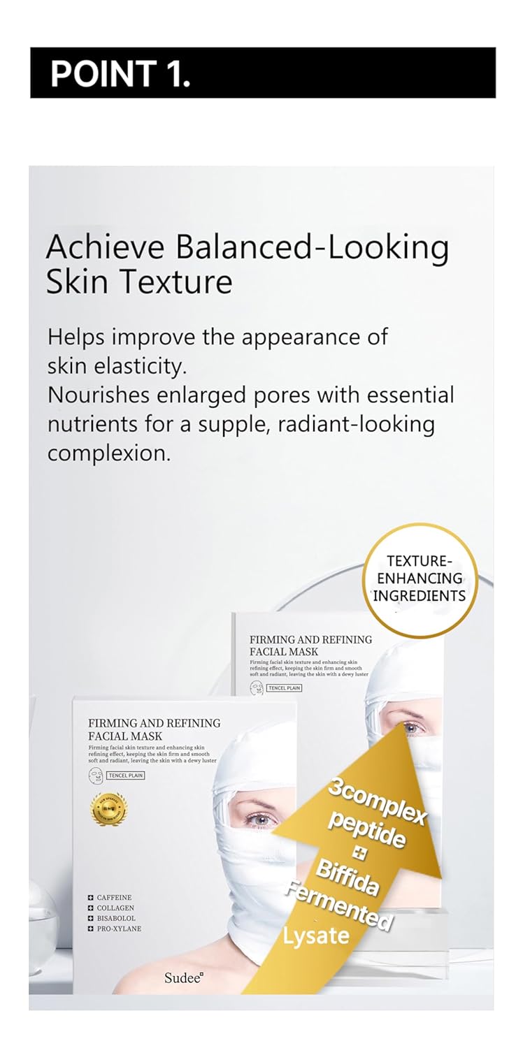 Firming Facial Mask - Visibly Lifts & Refines Skin Korean Face Mask Essence with Collagen Peptides & Antioxidants Hypoallergenic Korean Skincare 5 Sheets, 30g Each