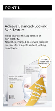 Firming Facial Mask - Visibly Lifts & Refines Skin Korean Face Mask Essence with Collagen Peptides & Antioxidants Hypoallergenic Korean Skincare 5 Sheets, 30g Each