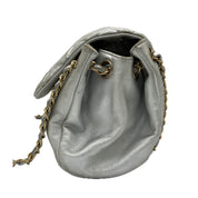 Chanel | Metallic Silver Handbag | Lambskin | Gold Hardware