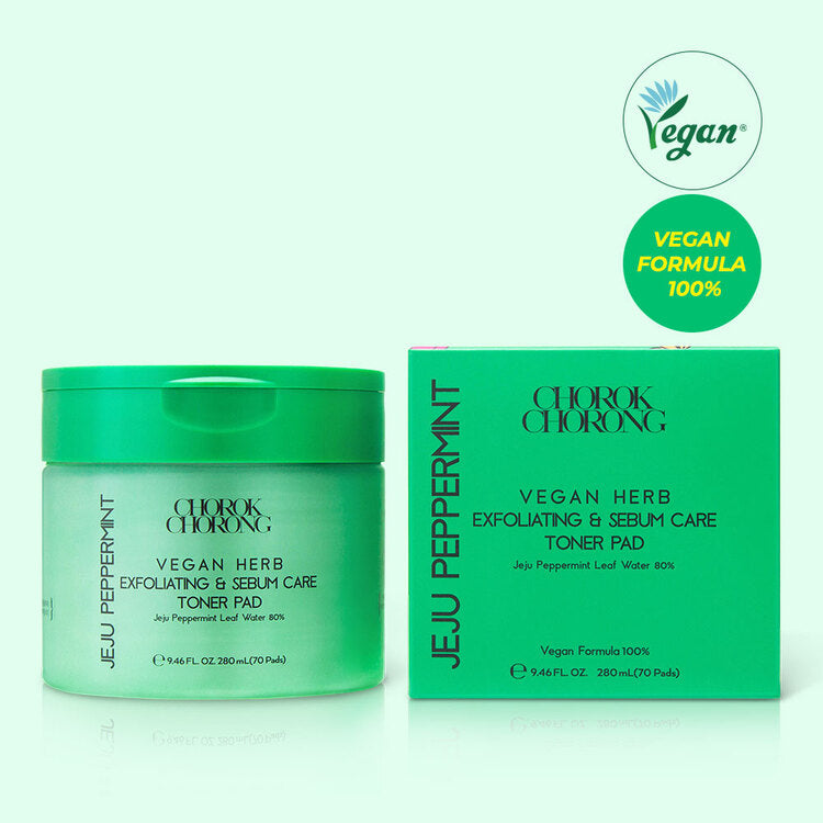 CHOROK CHORONG VEGAN HERB EXFOLIATING & SEBUM CARE JEJU PEPPERMINT TONER PAD (280ml+70pads)