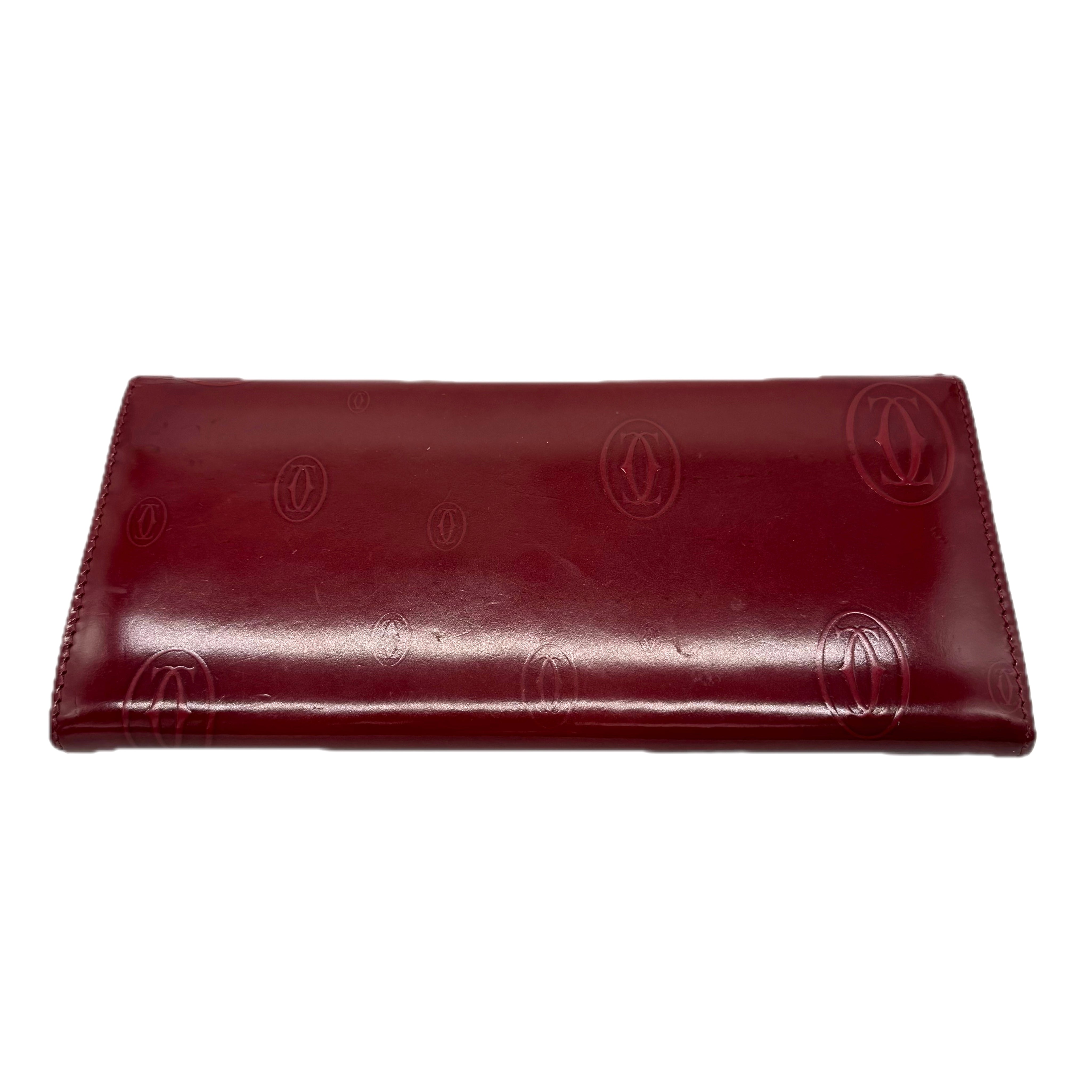 Cartier | Happy Birthday Long Wallet | Patent Leather | Silver Hardware