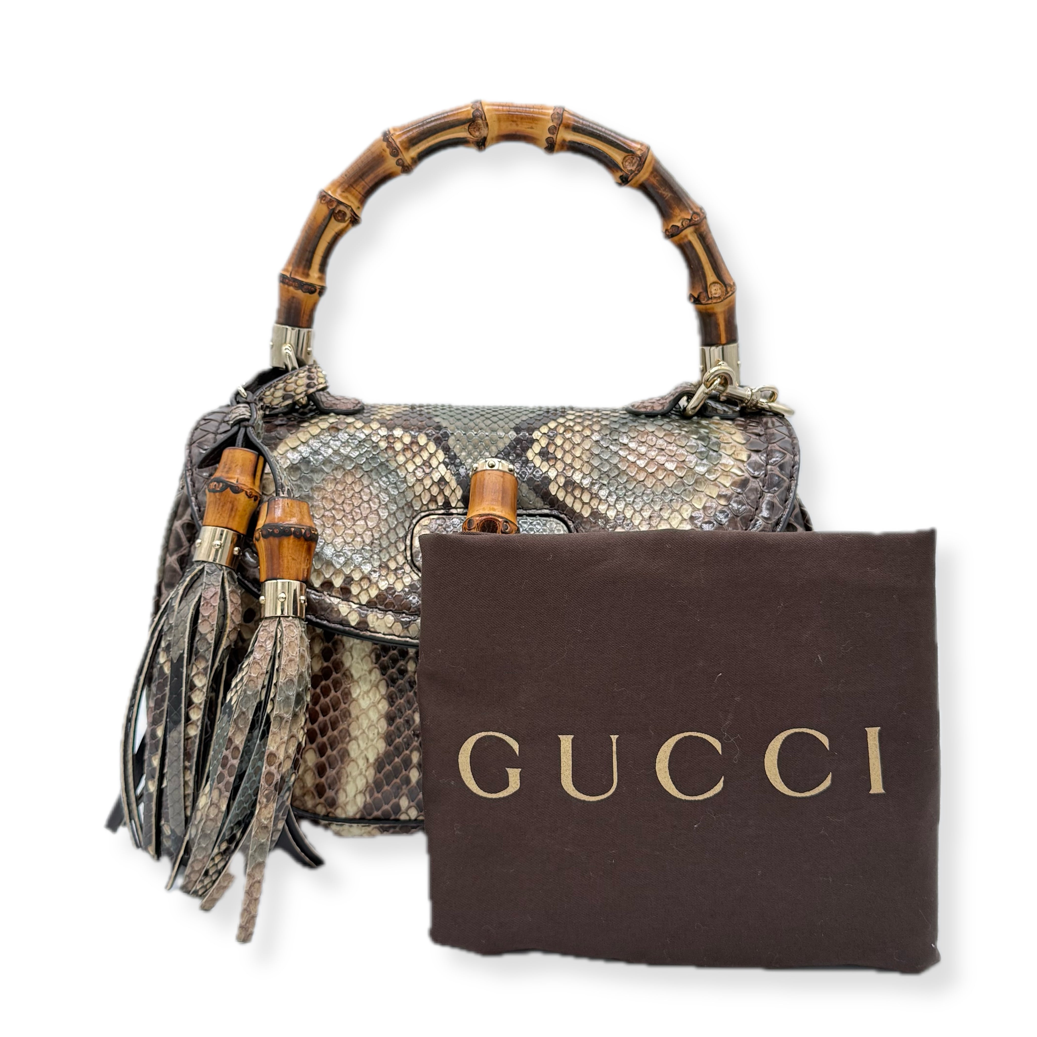 Gucci | 1947 with Bamboo Handle | Python | Gold Hardware