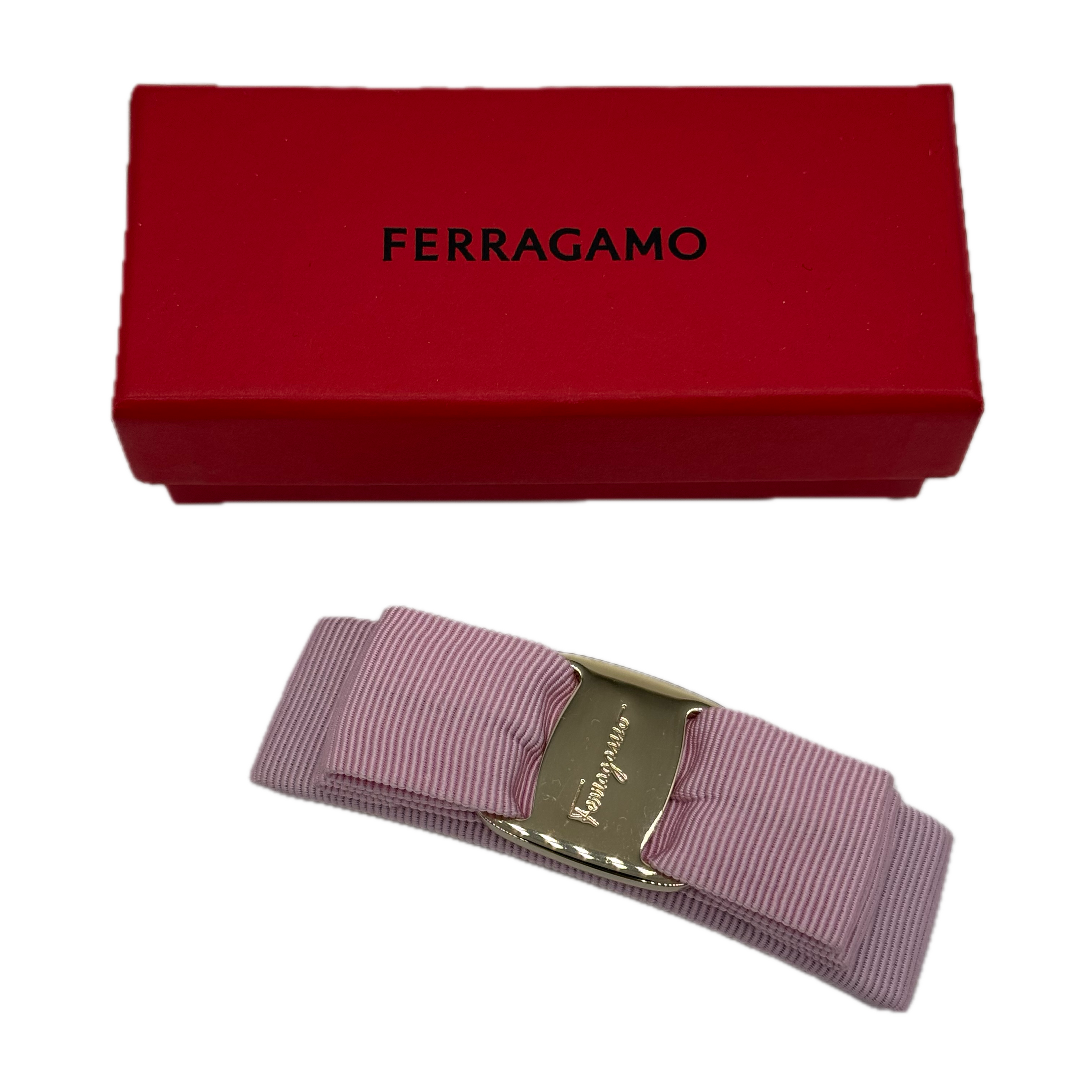 Salvatore Ferragamo | Pink Bow Hair Clip | Gold Hardware