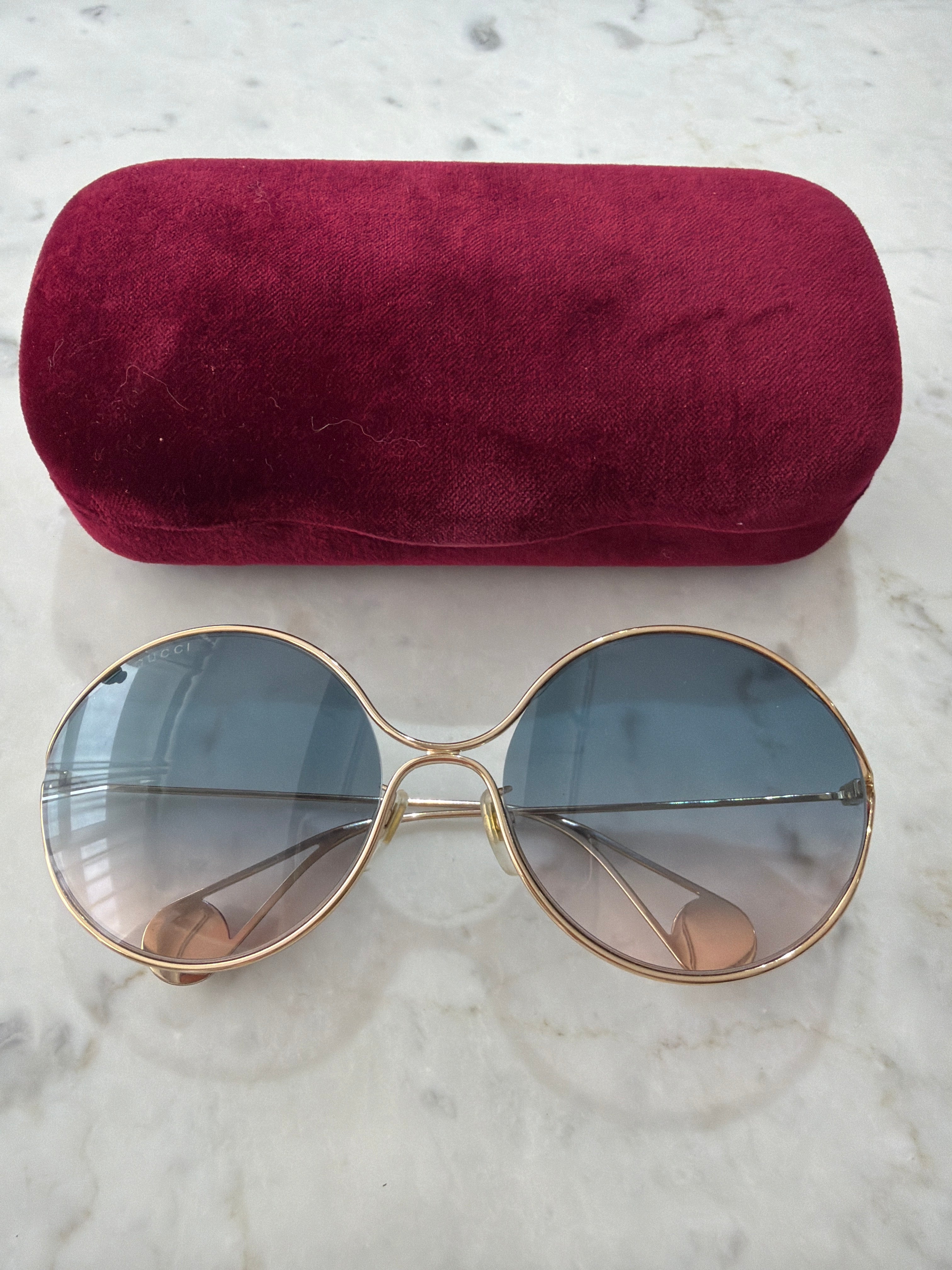 Gucci | Gold Rim Sunglasses with Ombre Lenses (Good Condition)