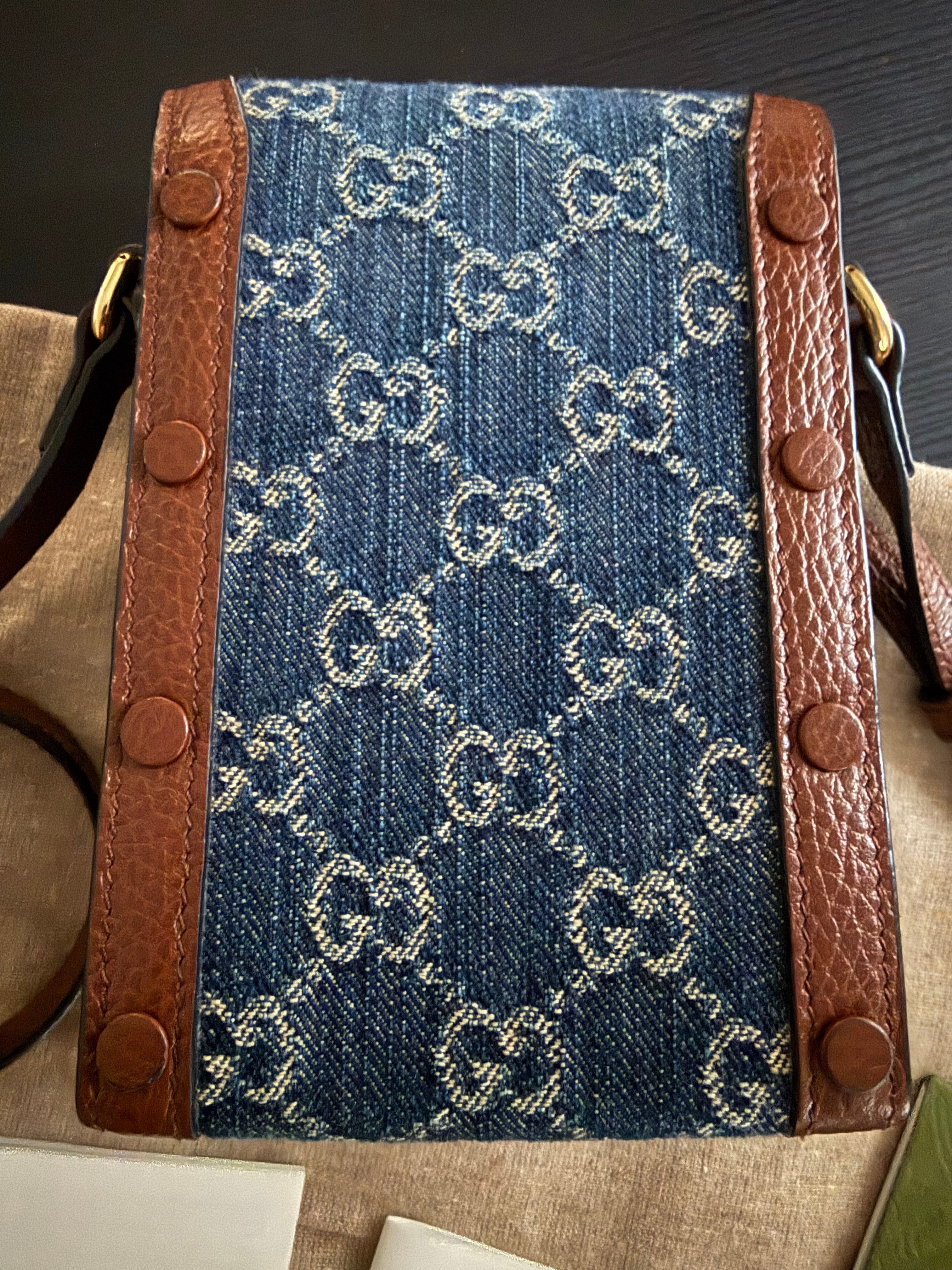 Gucci Horsebit denim sling bag