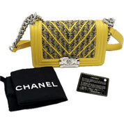 Chanel | Boy Bag | Yellow Tweed with Silver Hardware
