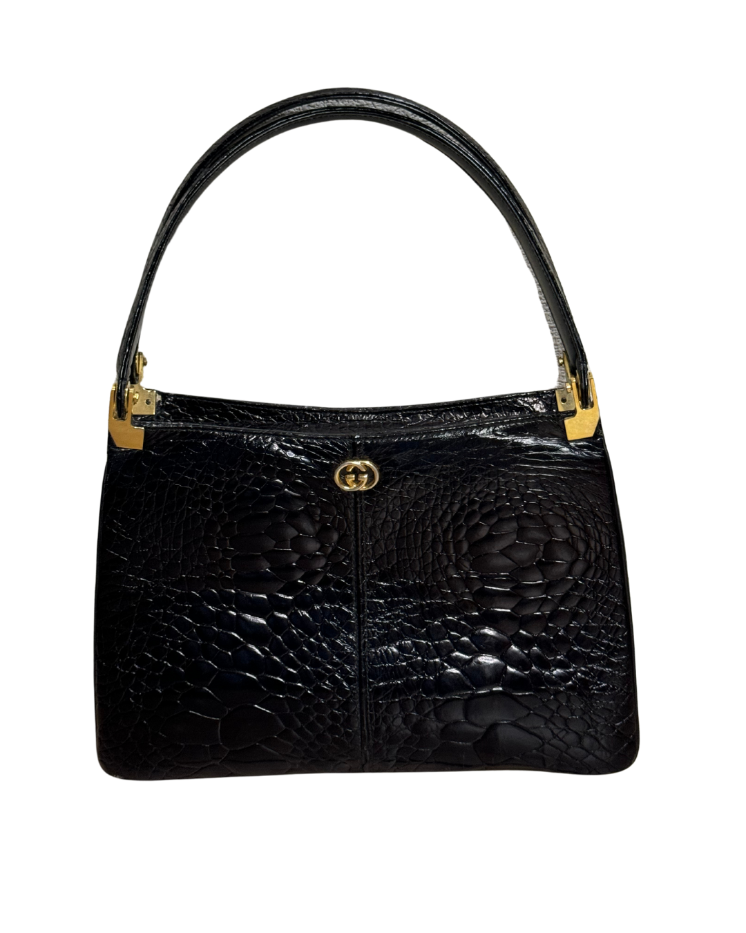 Gucci Vintage Black Croc Handbag