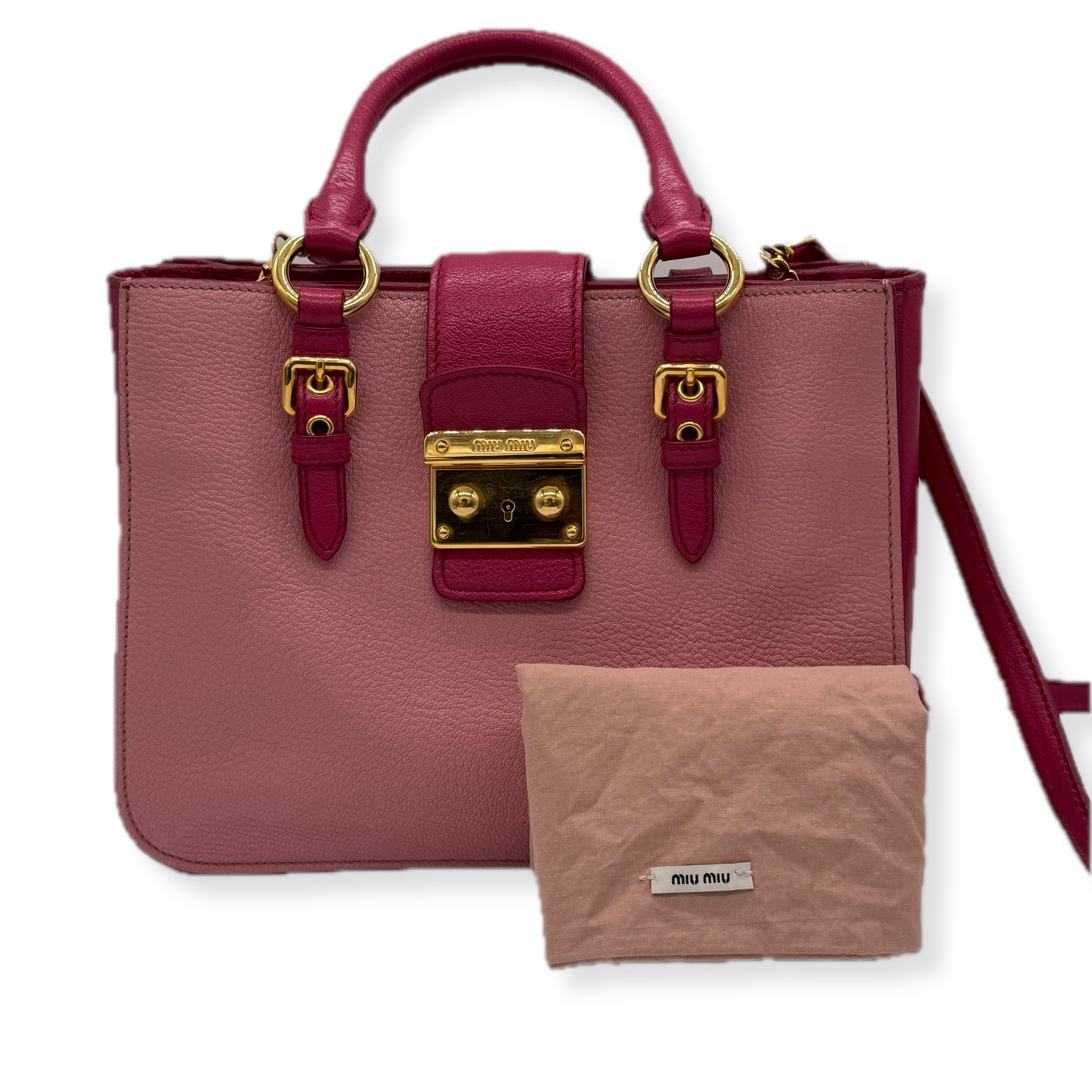 Miu Miu | Madras Satchel Crossbody Bag | Goatskin | Gold Hardware