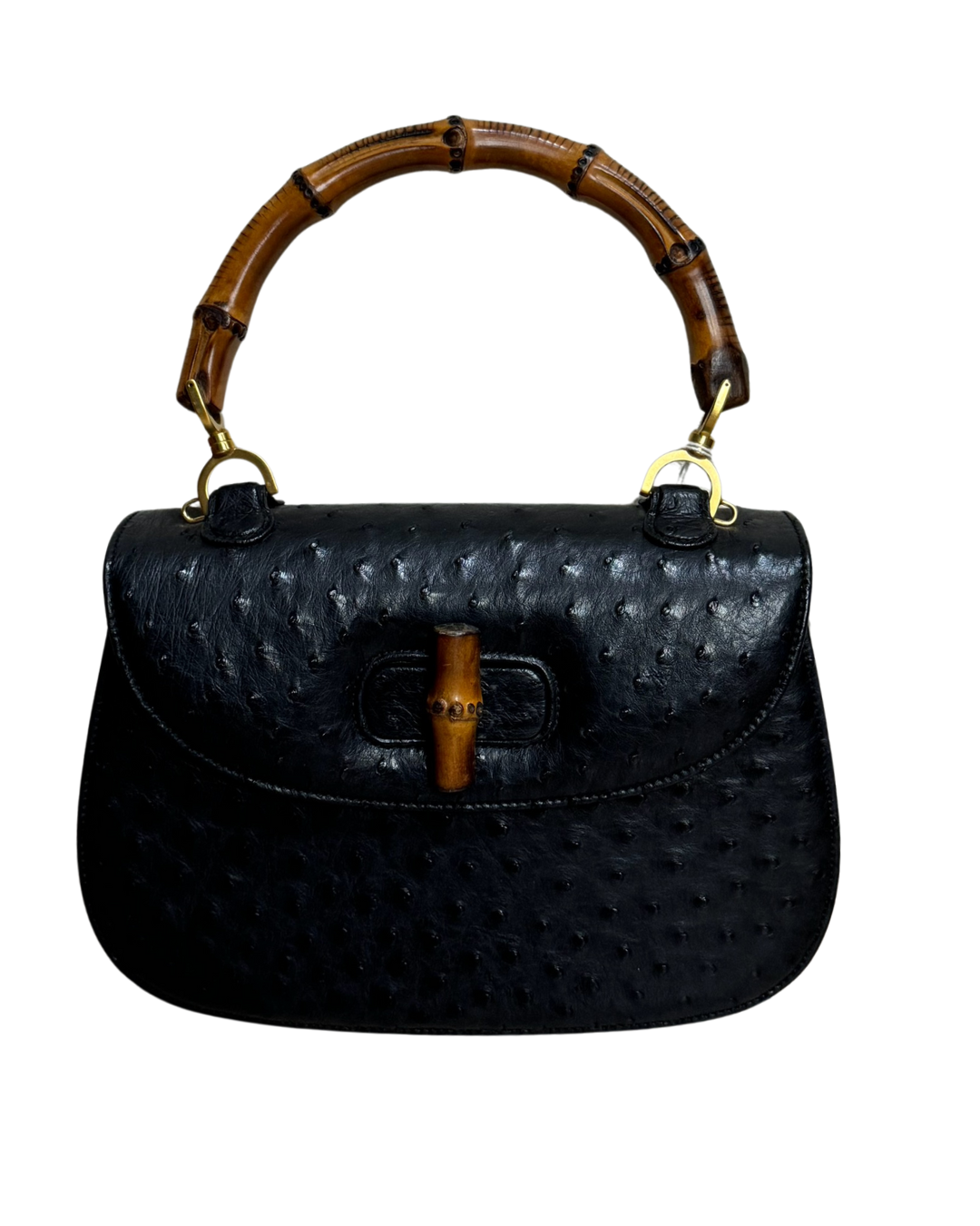 GUCCI 2 WAY BAMBOO HANDBAG OSTRICH