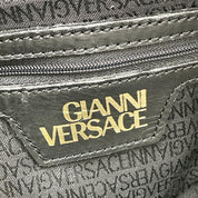 Gianni Versace Travel Duffel 50cm | Black Embossed Leather | Gold Hardware