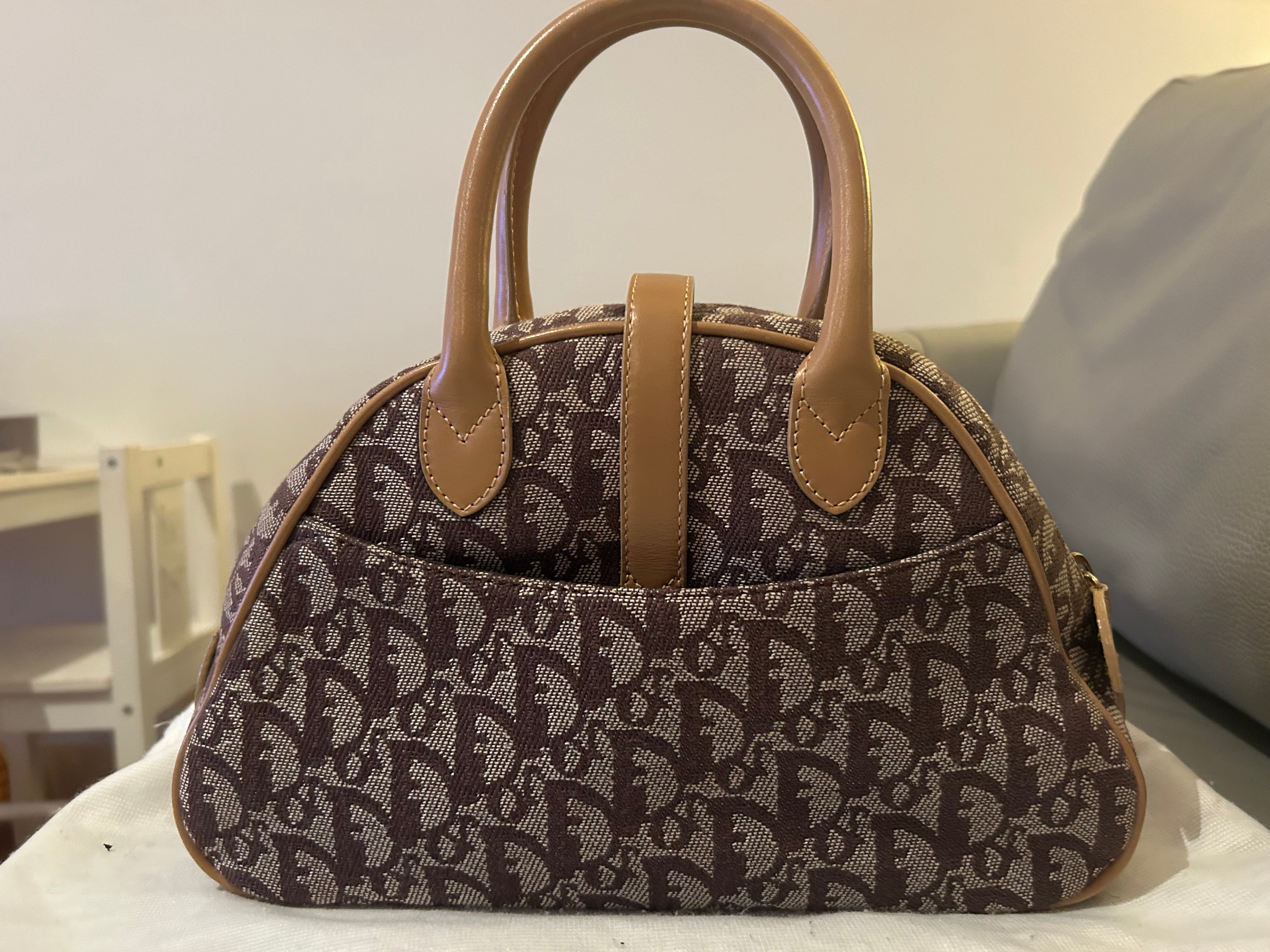 Christian Dior Monogram Mini Saddle Bowler Brown with good hardware