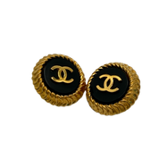 Chanel | Black Resin Clip-on Earrings | Gold Plated