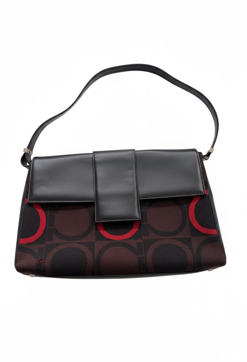 Salvatore Ferragamo | Black and Red Shoulder Bag (Good Condition) - Cons