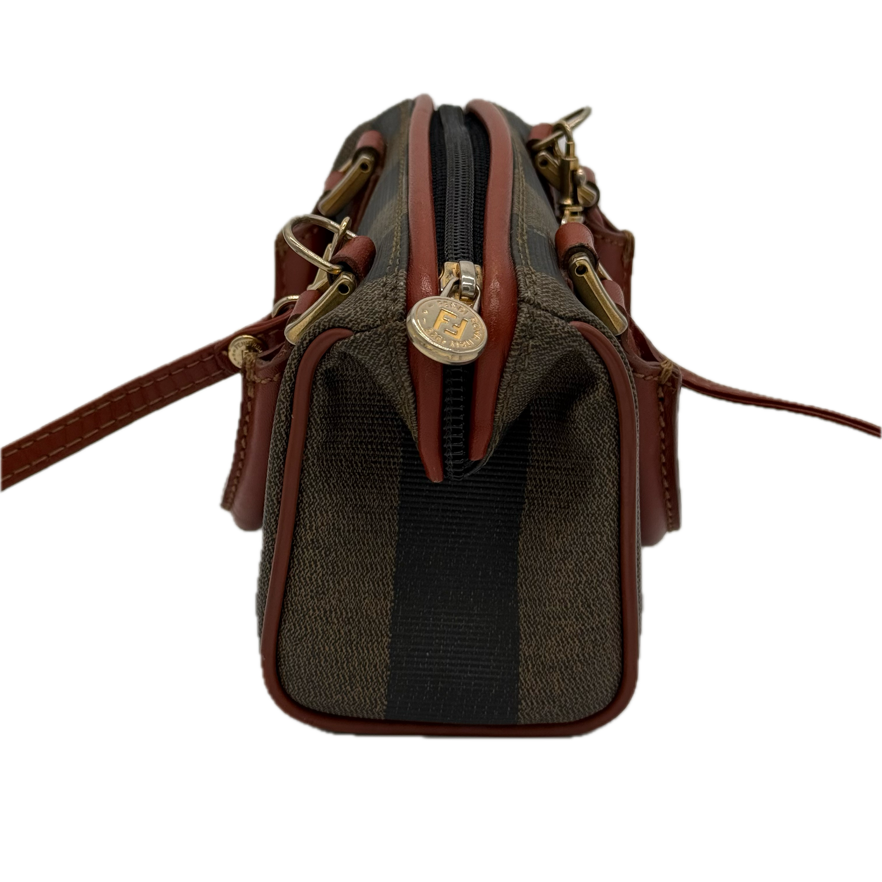 Fendi | Mini Boston Bag | Canvas |Gold Hardware