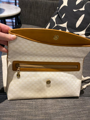 Celine White Macadam Leather large Clutch