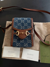Gucci Horsebit denim sling bag
