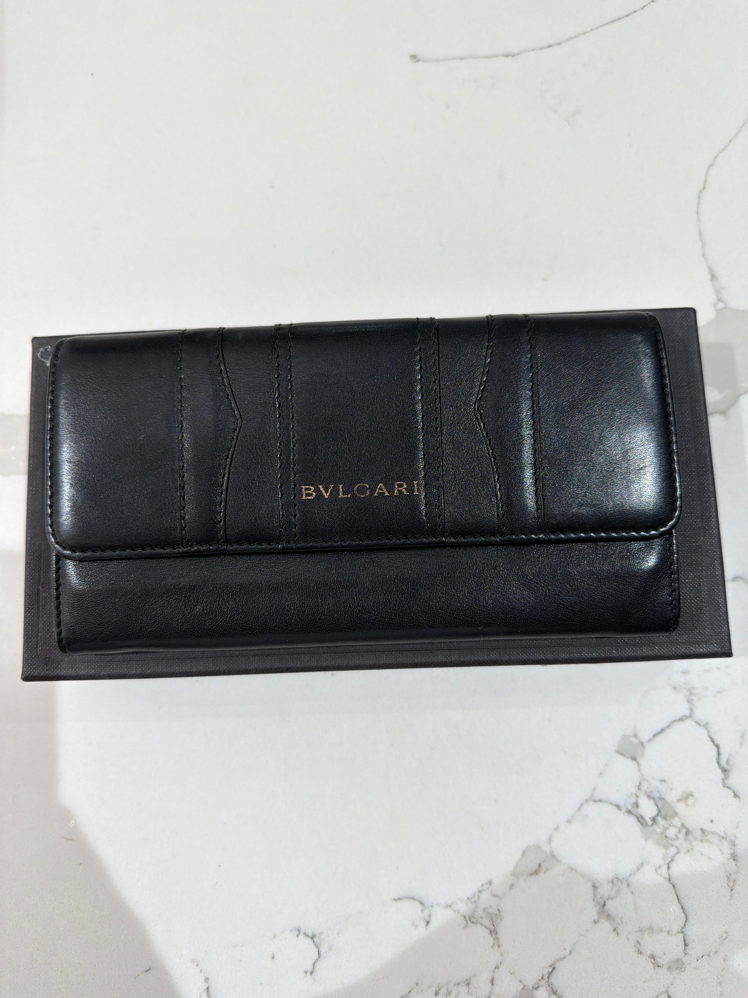 Bvlgari | Black Leather Wallet with Box (Good Condition)