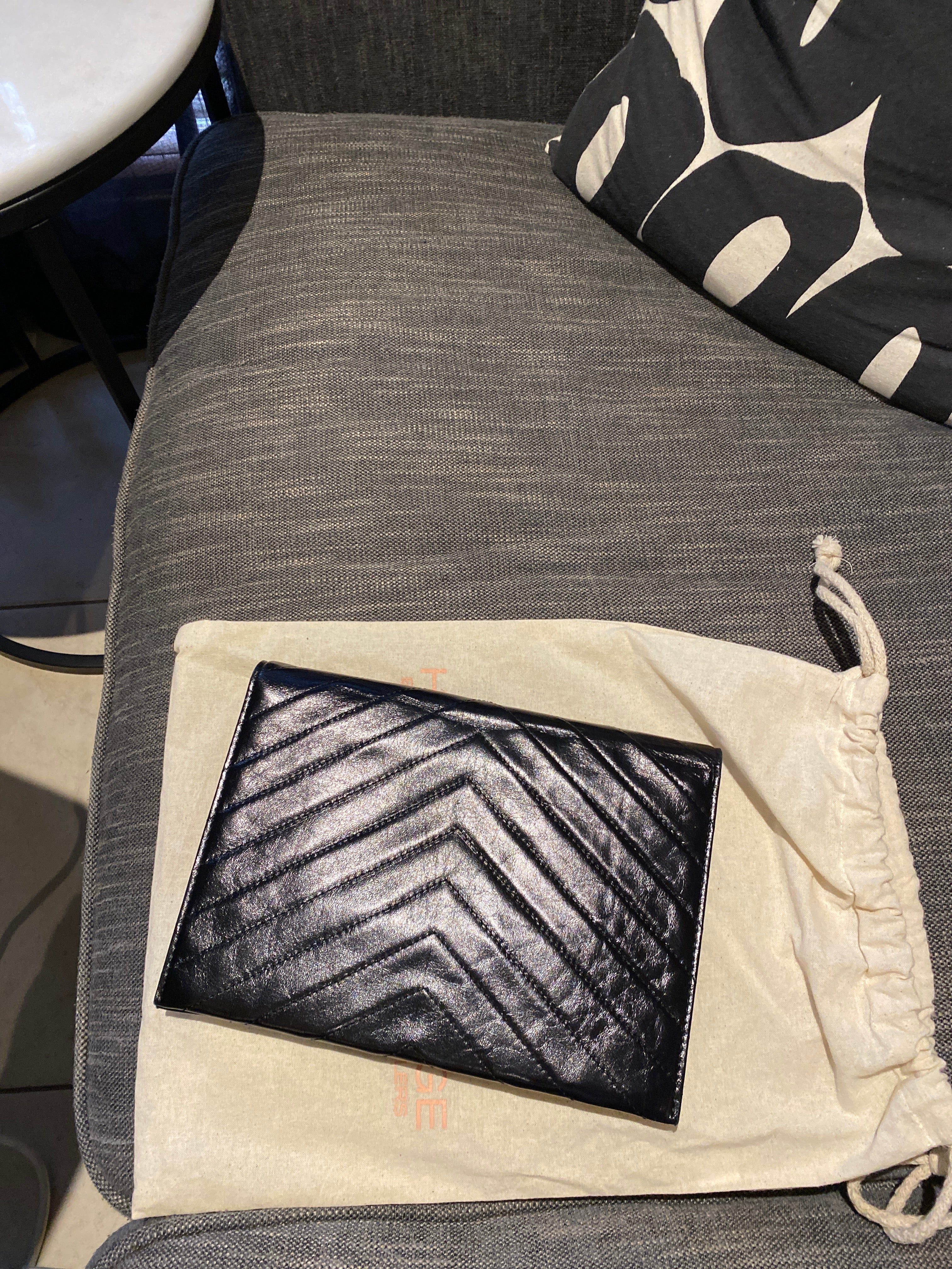 YSL Vintage Black Leather Clutch