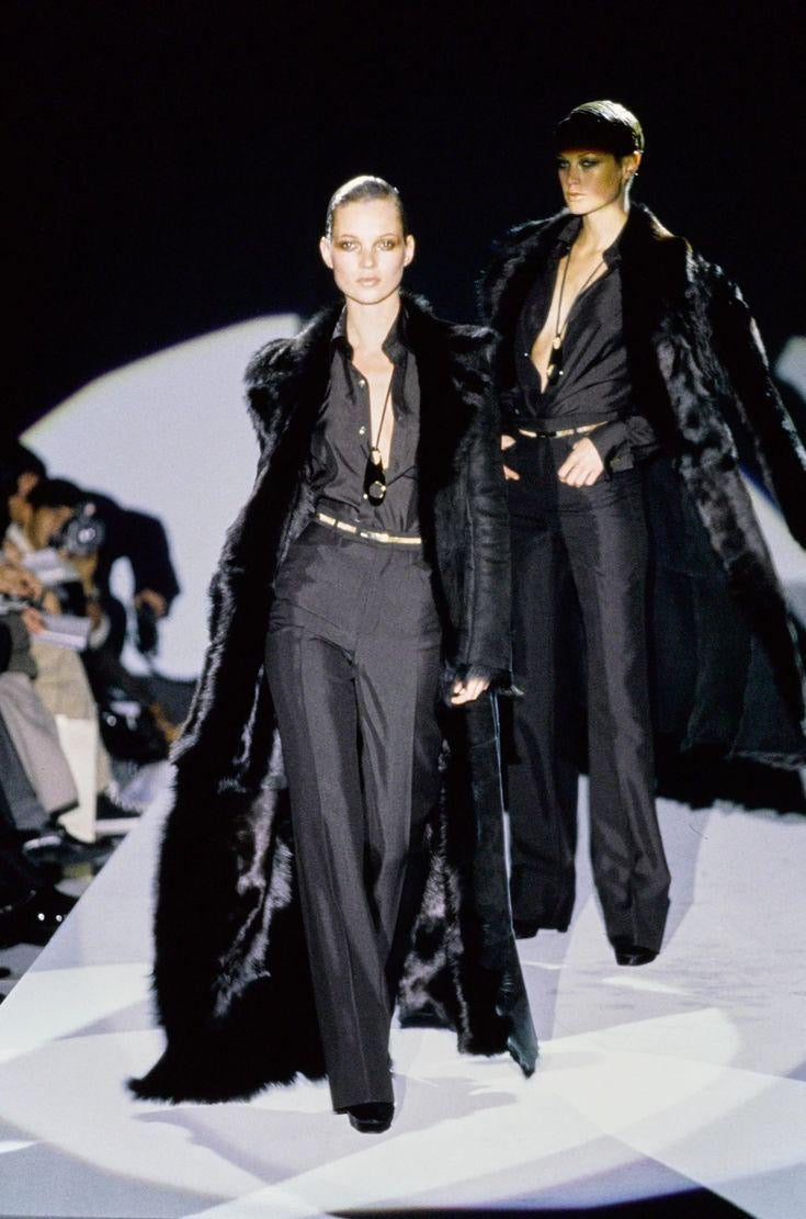 Aneta.Ciures Gucci Tom Ford 1996 Black Shearling Suede Long Coat