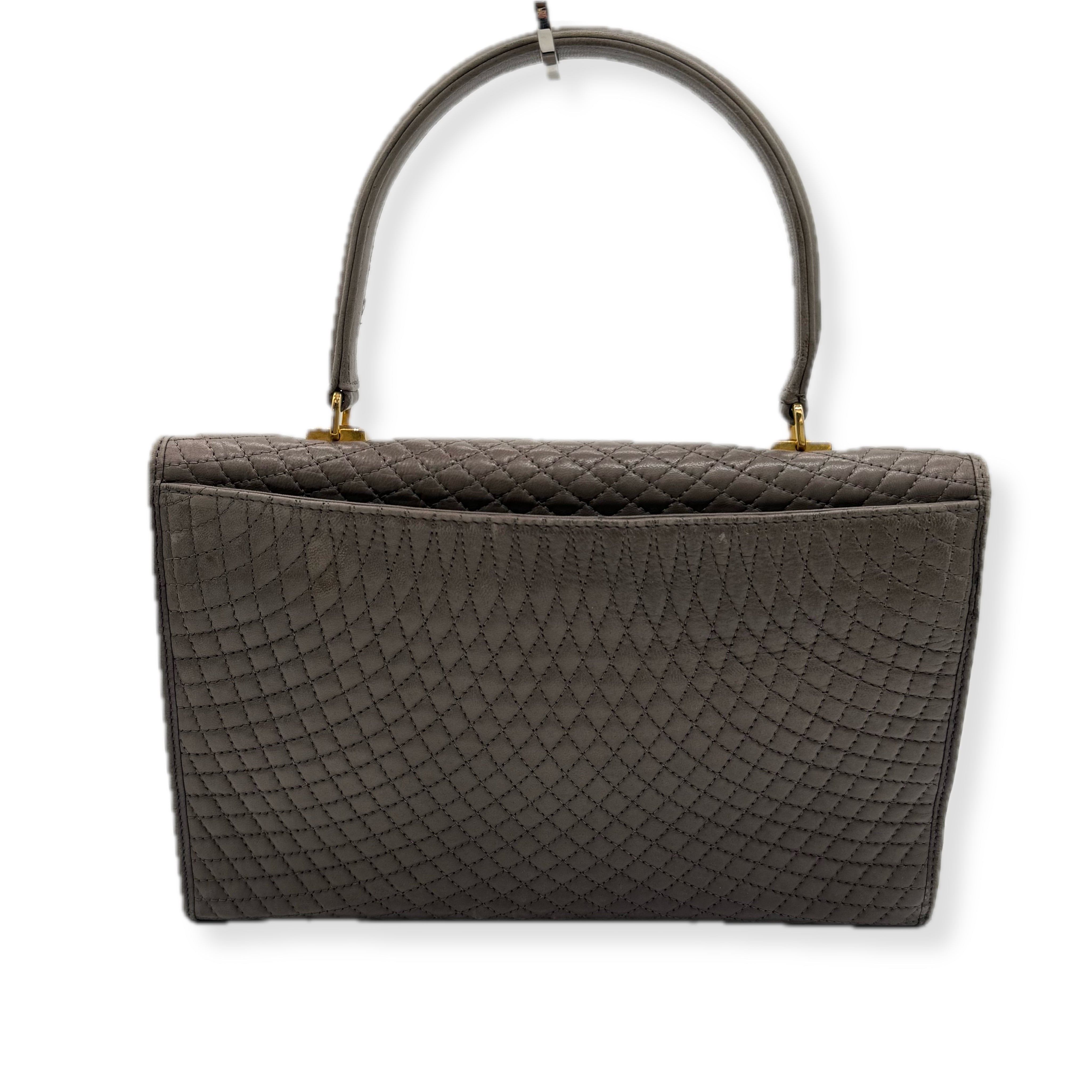 Bally | Grey Quilted Top Handle Bag | Leather | Gold Hardware