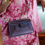 Iridescent Purple Serpenti-Style Chain Shoulder Bag – Metallic Exotic Texture Mini Evening Bag (Pristine Condition)
