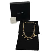 Chanel | Crystal Pearl Rollerblade Logo Necklace | Gold Plated