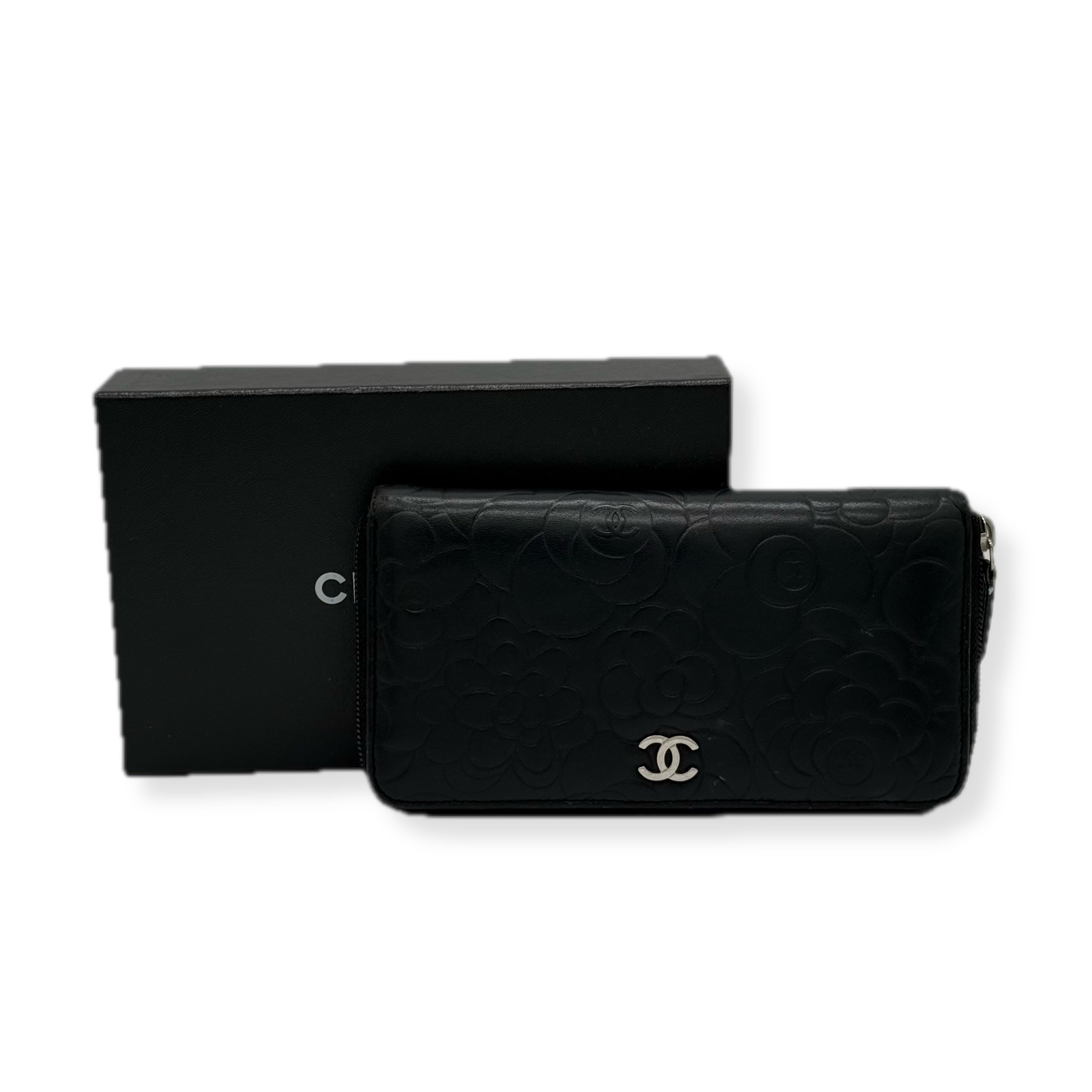 Chanel | Camellia Long Wallet | Lambskin | Silver Hardware