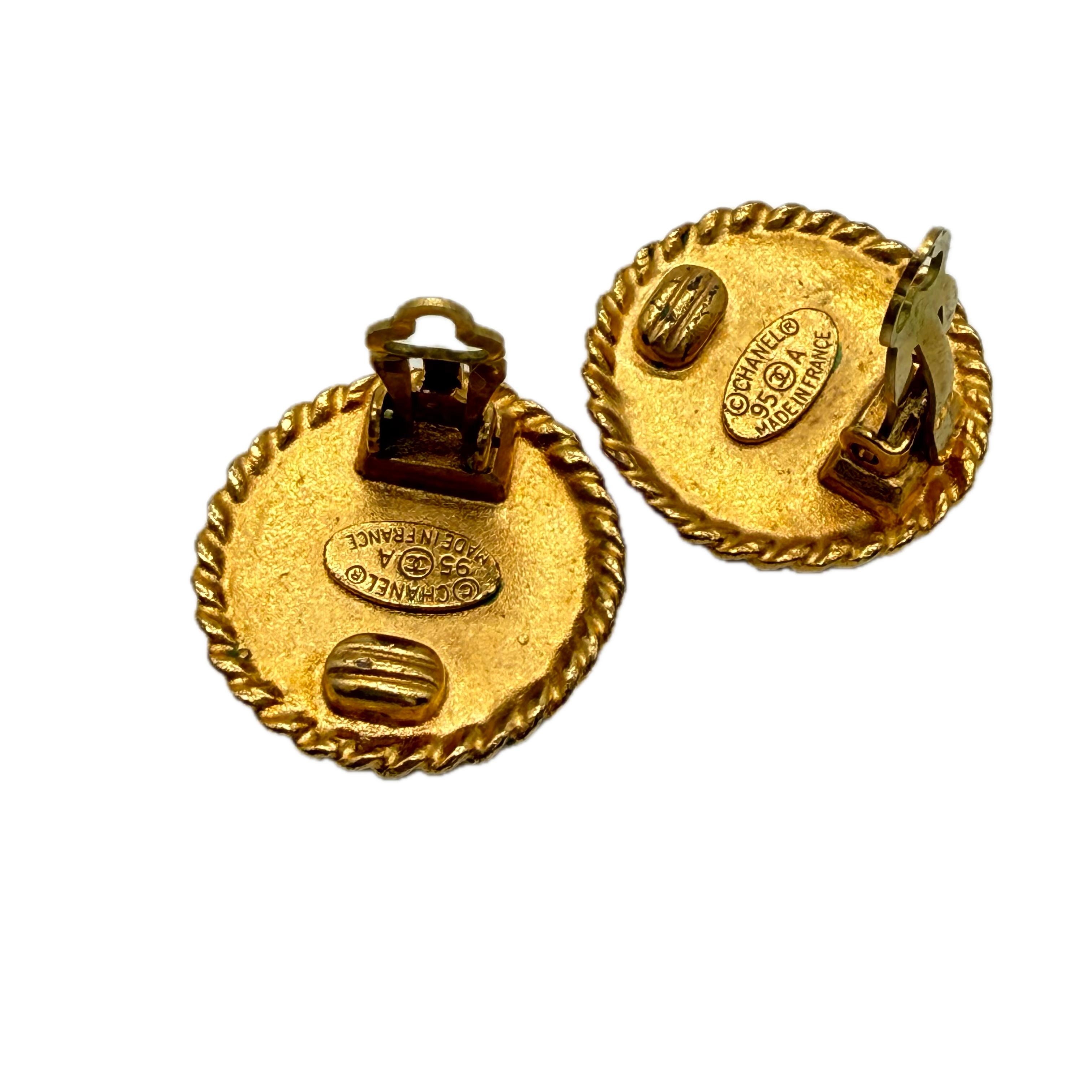 Chanel | Black Resin Clip-on Earrings | Gold Plated