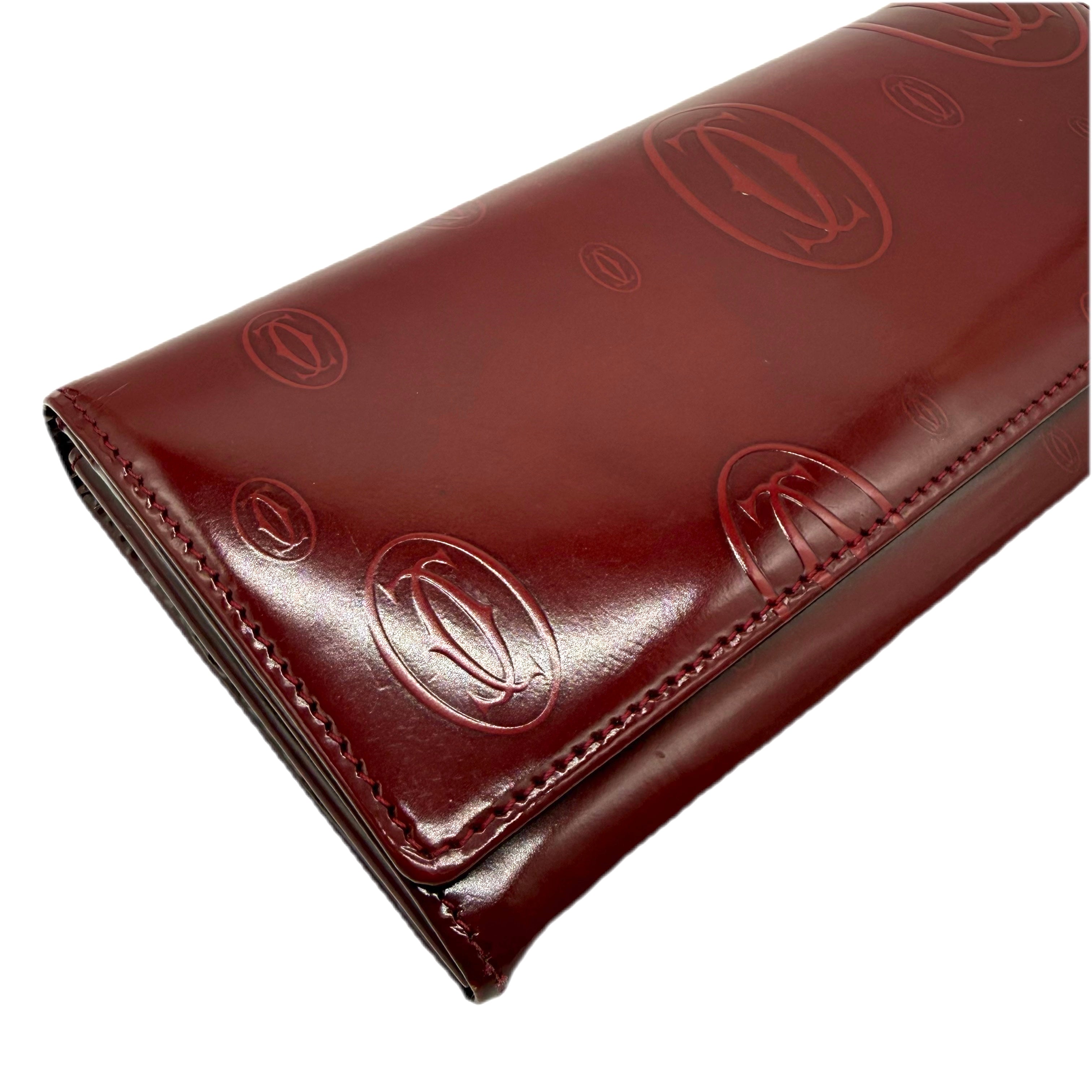 Cartier | Happy Birthday Long Wallet | Patent Leather | Silver Hardware
