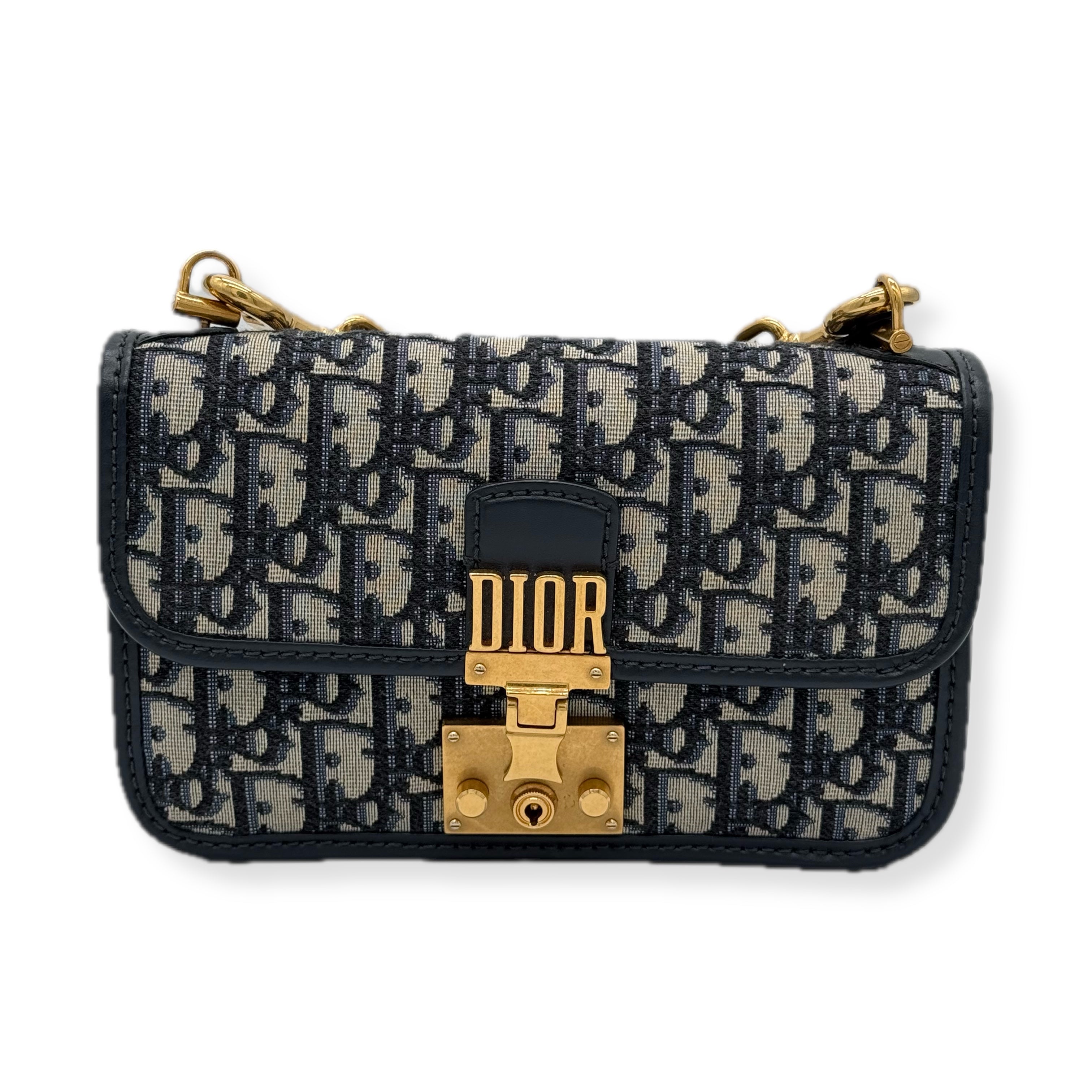 Dior | Navy Monogram Dioraddict | Canvas | Gold Hardware