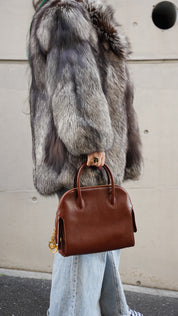 Salvatore Ferragamo | Vintage Brown Pebbled Leather Top Handle Bag (Excellent Condition)