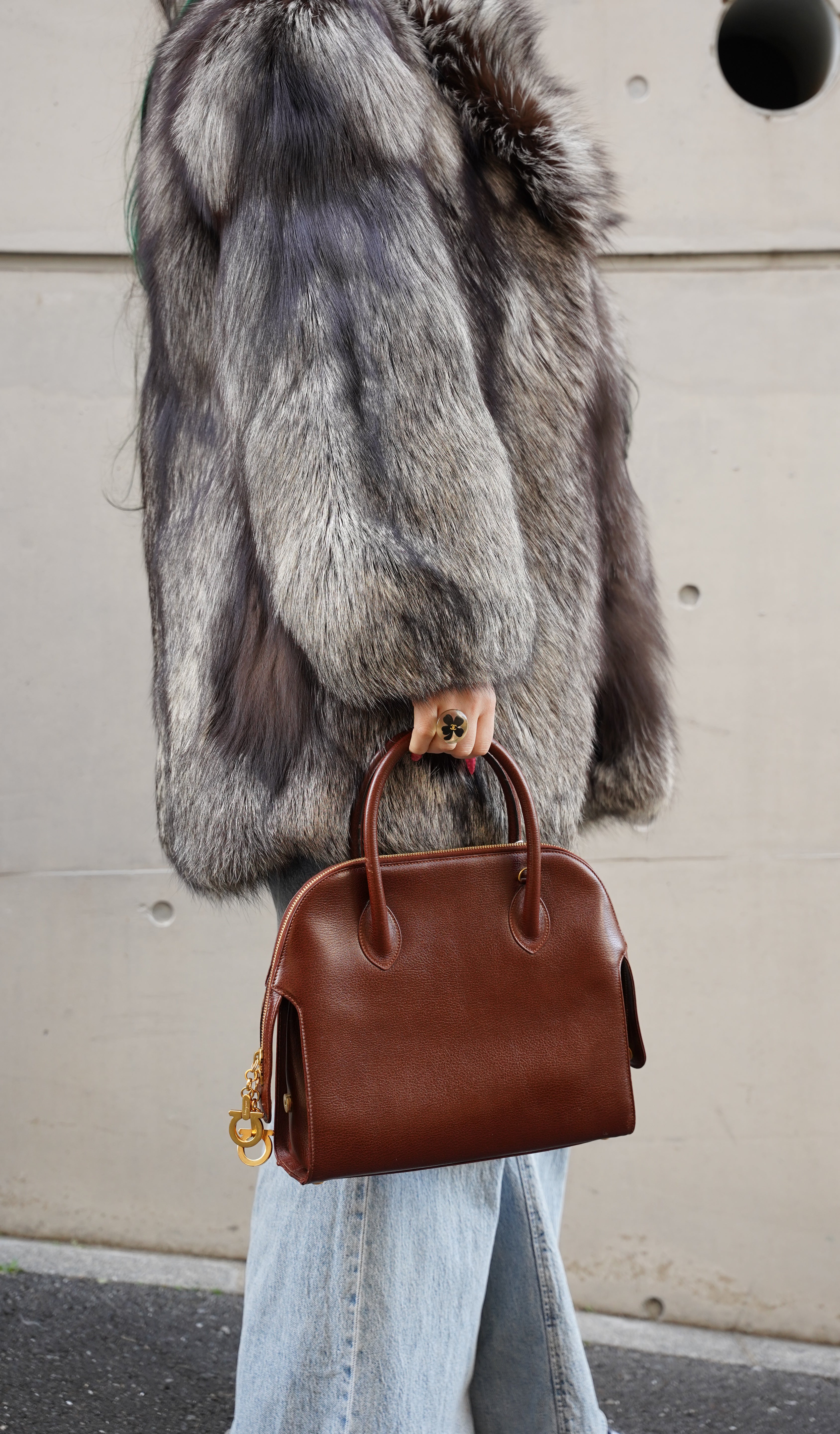 Salvatore Ferragamo | Vintage Brown Pebbled Leather Top Handle Bag (Excellent Condition)