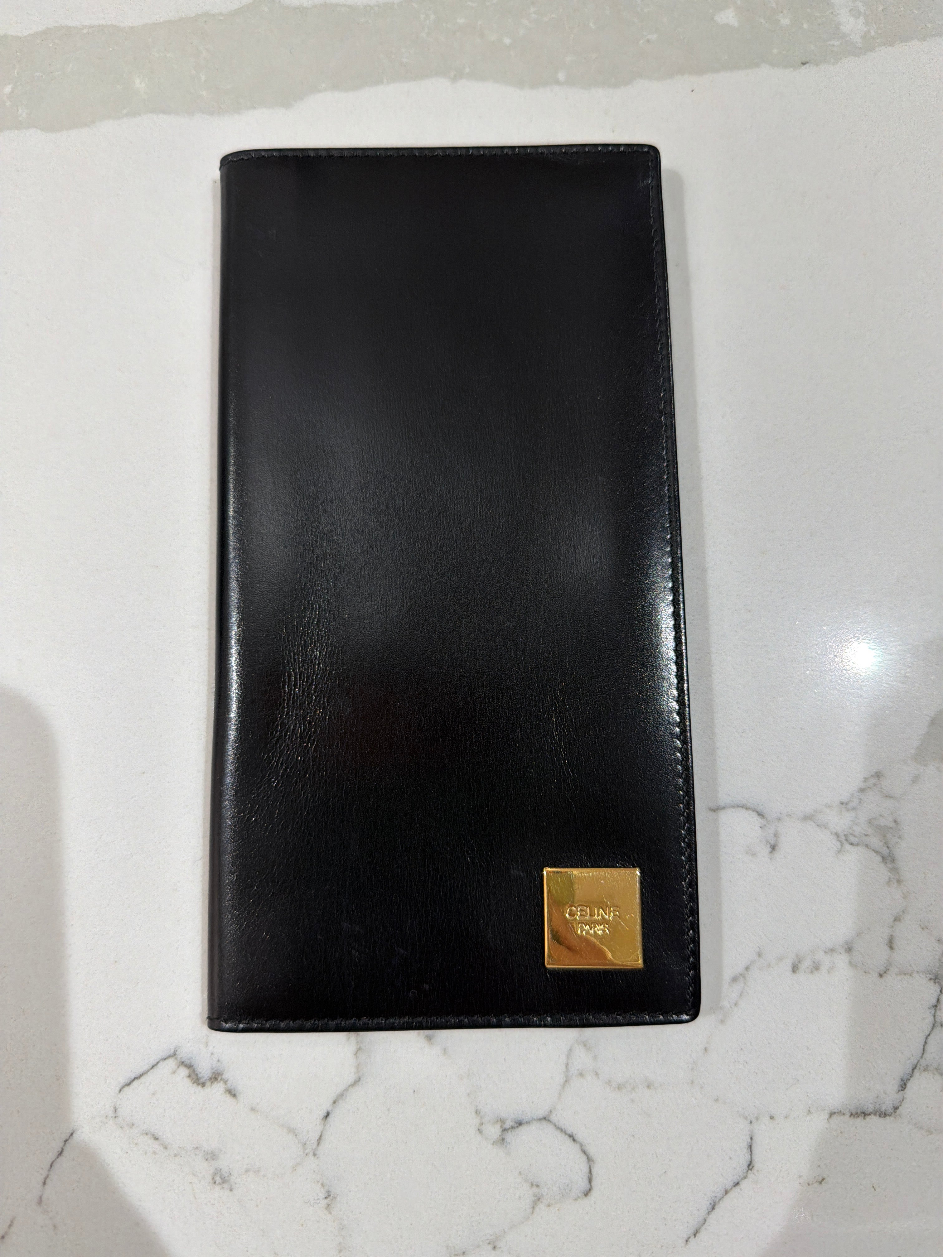Celine | Black Wallet with Gold Logo (Pristine Condition)