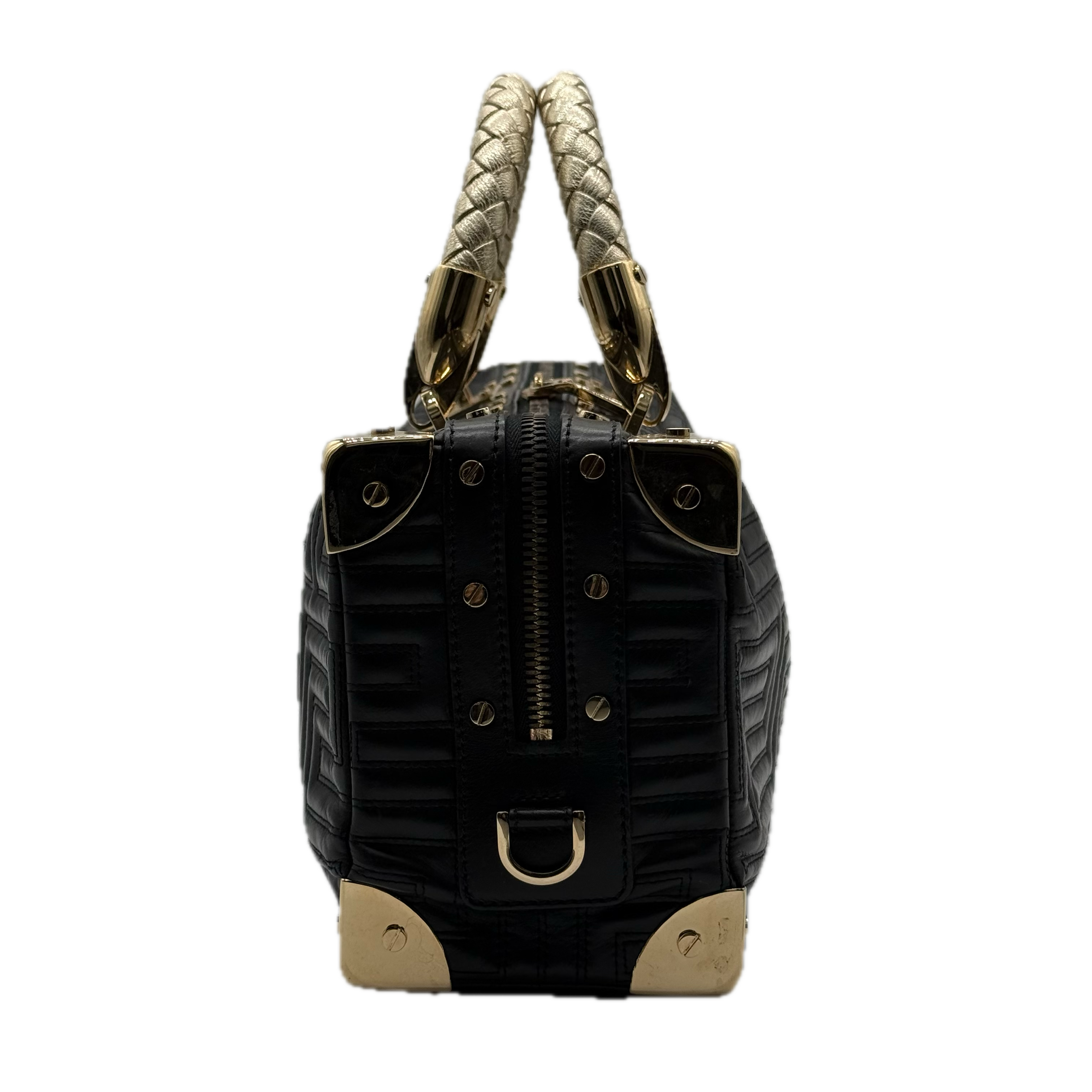 Versace | Greca Satchel Handbag | Nappa Leather |Gold Hardware
