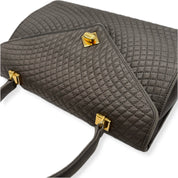 Bally | Grey Quilted Top Handle Bag | Leather | Gold Hardware